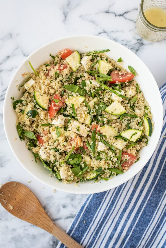 overhead photo of a quinoa salad