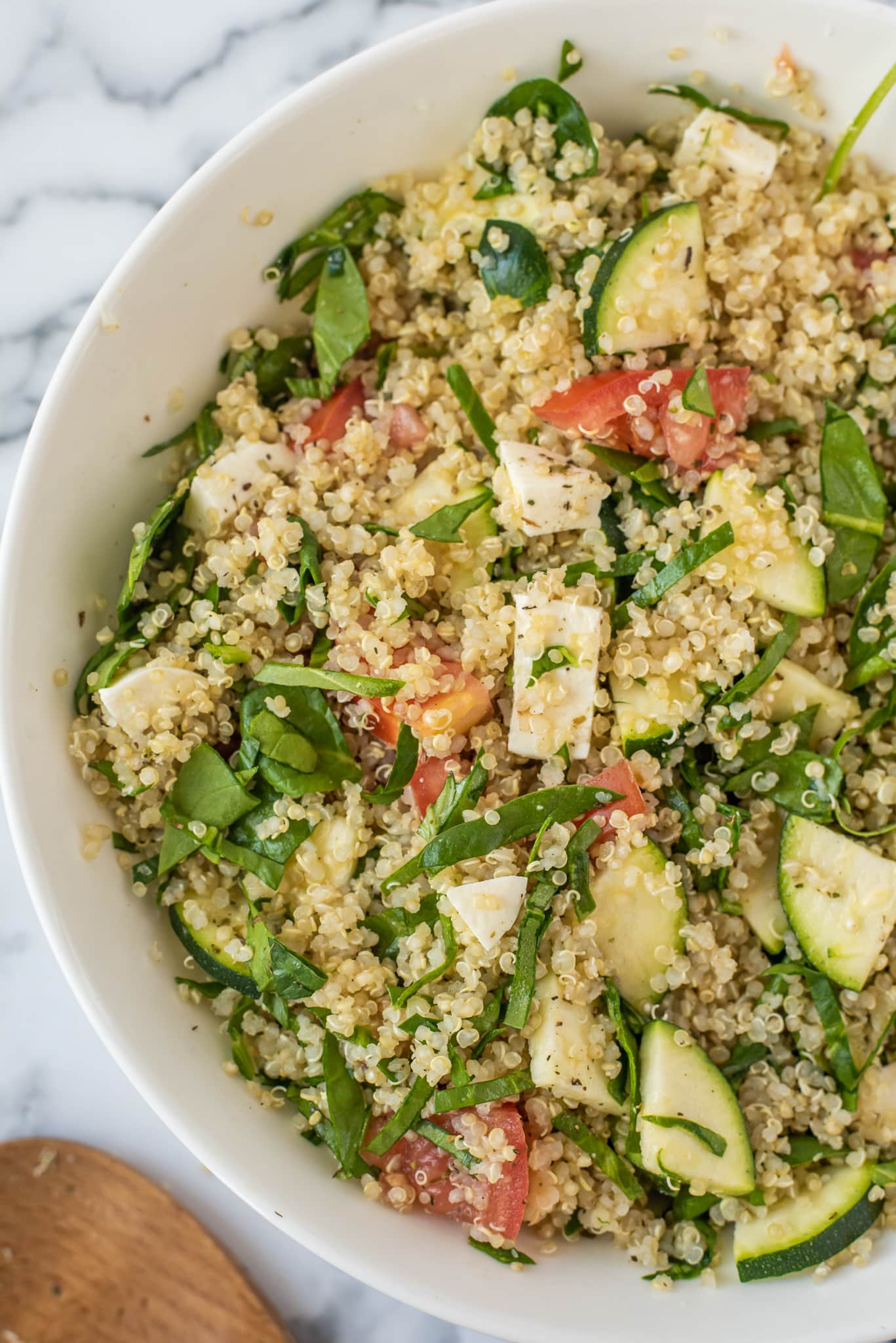 close-up photo of the finished salad in a bowl