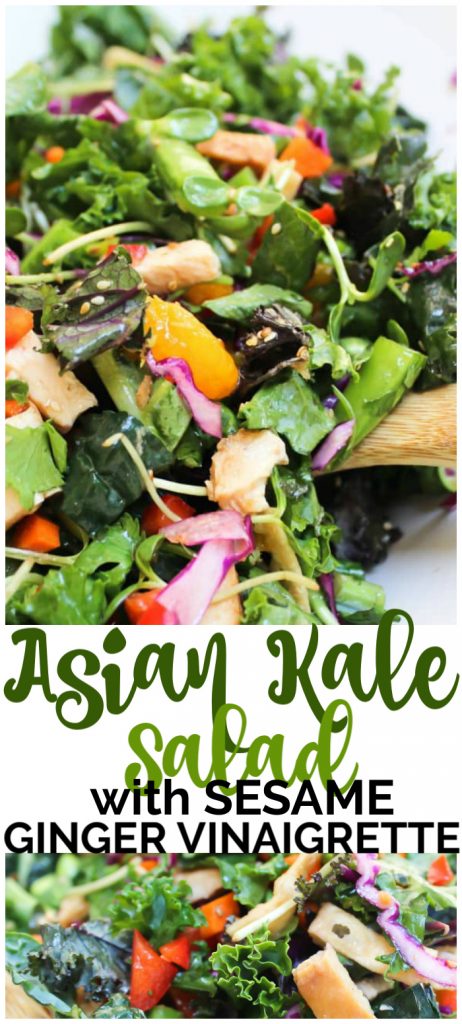 Asian Kale Salad with Sesame Ginger Vinaigrette pinterest image