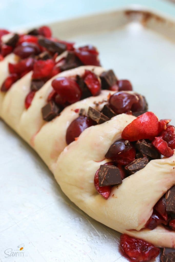 chocolate cherry bread dough unbaked