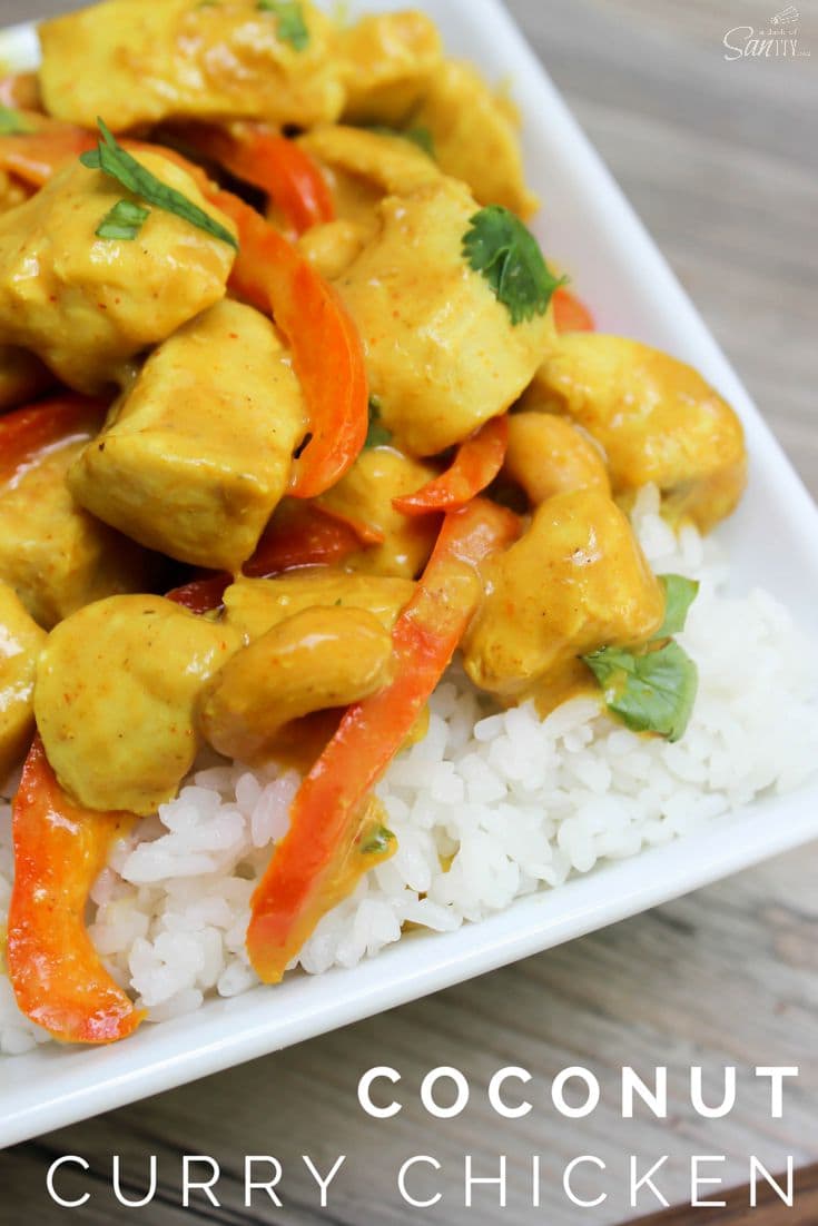 Coconut Chicken Curry is a 30 minute, insanely flavorful, and delish meal. Forget the take-out and break out the pans, curry has never tasted so good! Coconut Curry Chicken