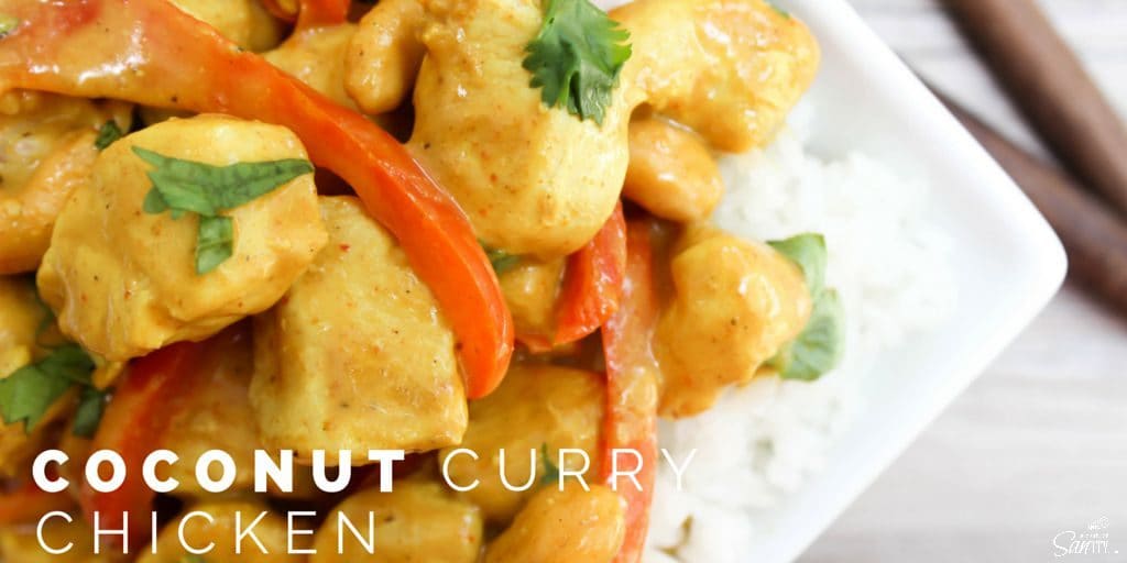 Coconut Chicken Curry is a 30 minute, insanely flavorful, and delish meal. Forget the take-out and break out the pans, curry has never tasted so good! Coconut Chicken Curry Twitter