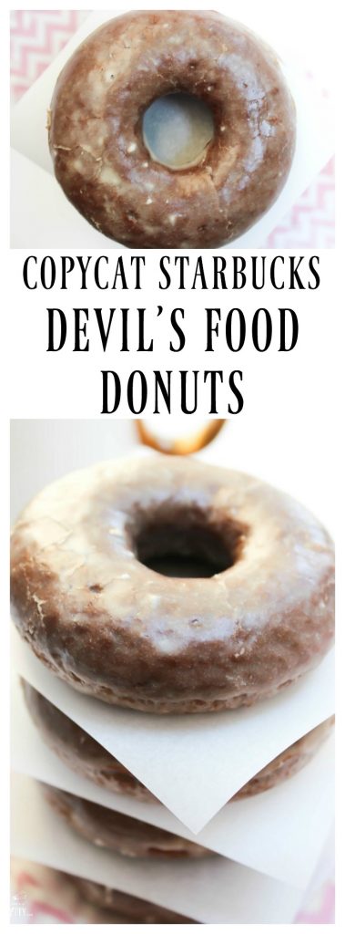 Devil's Food Donuts stack, overhead view and side view
