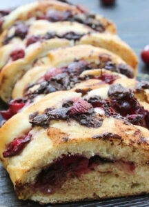 chocolate cherry bread close up shot