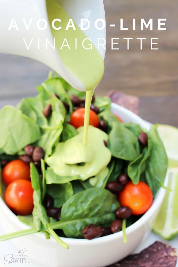 Avocado-Lime Vinaigrette is a bright, fresh, and healthy dressing that can be served with a salad or as a fantastic dip for chips and vegetables. 