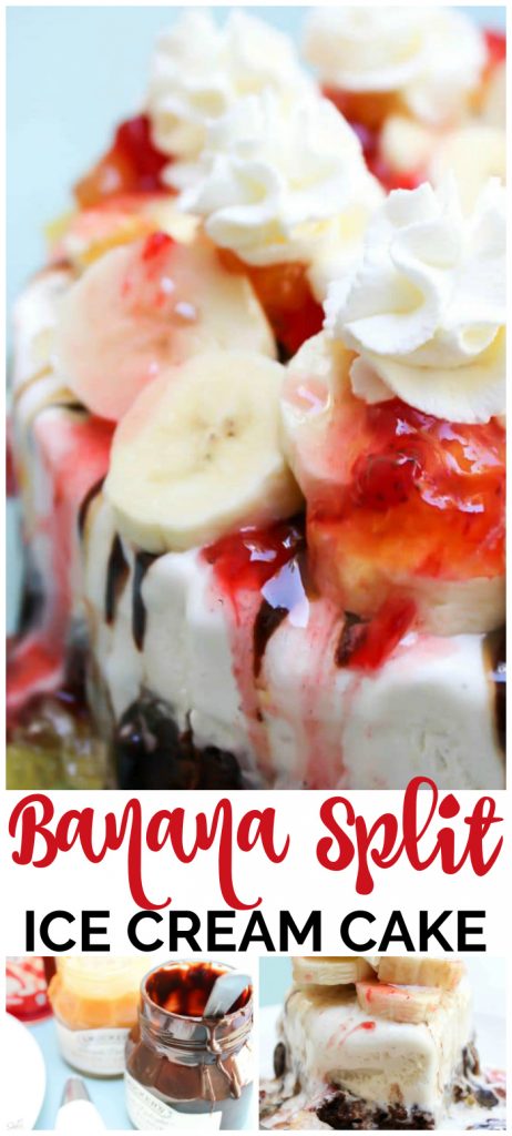 Banana Split Ice Cream Cake pinterest image