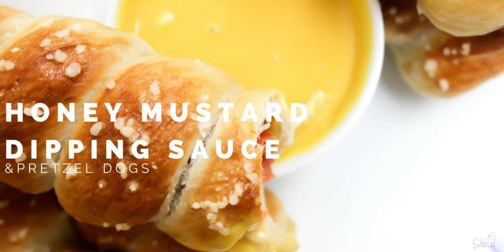 This Honey Mustard Dipping Sauce will soon be smothered all over your next hot dog or hamburger. It also pairs perfectly with these Easy Pretzel Hot Dogs.