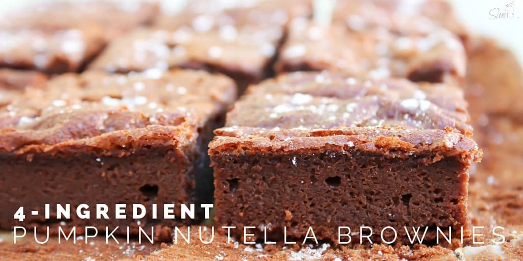 4-Ingredient Pumpkin Nutella Brownies are Nutella, chocolate, & pumpkin heaven. Forget the flour, you don’t need it. Whip up a batch for pure fall bliss. 4-Ingredient Pumpkin Nutella Brownies Twitter