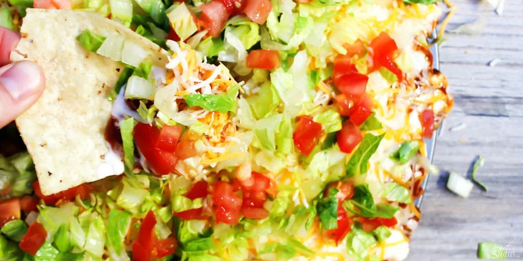 Chile Habanero Chicken Kabobs & 7-Layer Dip are a perfect combo for your next football party. These kabobs and dip will become a new tailgating tradition.