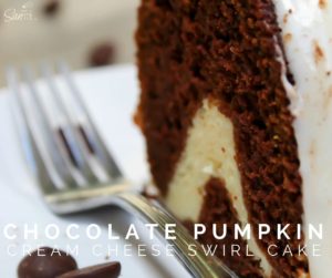 Chocolate Pumpkin Cream Cheese Swirl Cake