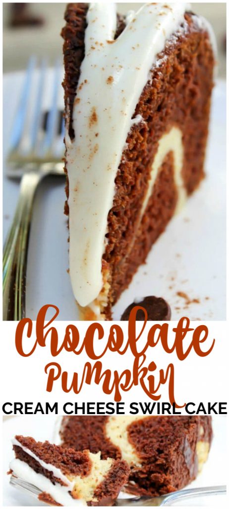 Chocolate Pumpkin Cream Cheese Swirl Cake pinterest image