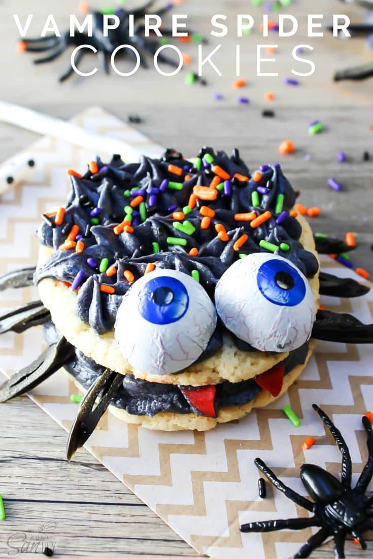 These Vampire Spider Cookies will be sure to leave your fall goblins or ghosts in a giggle of a fright. Your kids will just love these fun festive treats. Vampire Spider Cookies