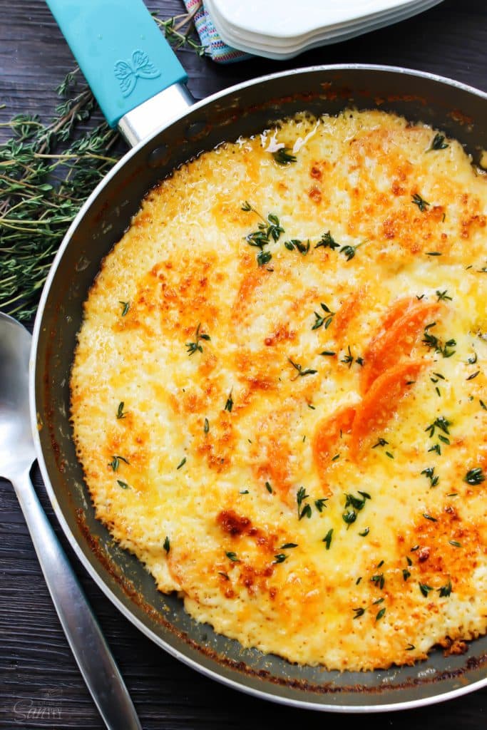 overhead shot of scalloped potatoes