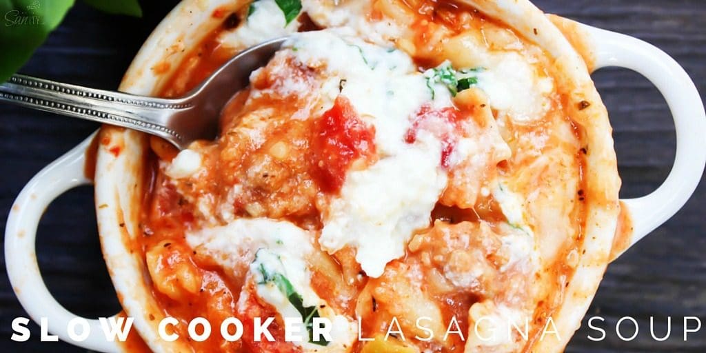 This Slow Cooker Lasagna Soup is comfort food at its best. Let it simmer all day while it fills up the house with the aroma of tomatoes and basil.