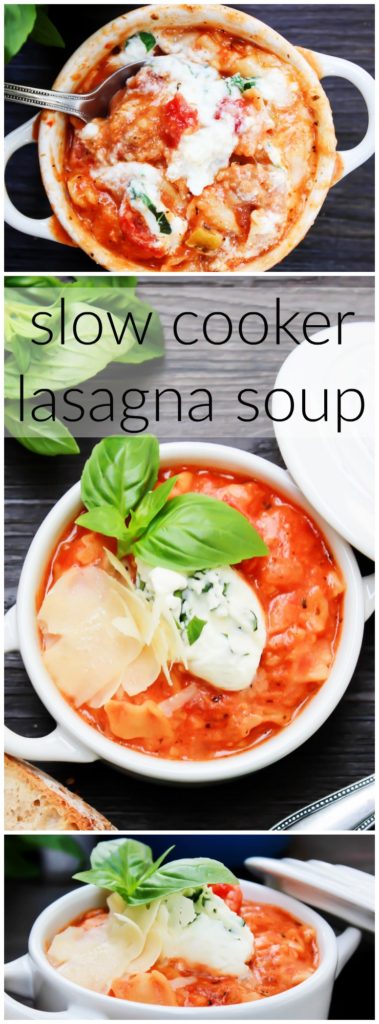 Slow Cooker Lasagna Soup collage