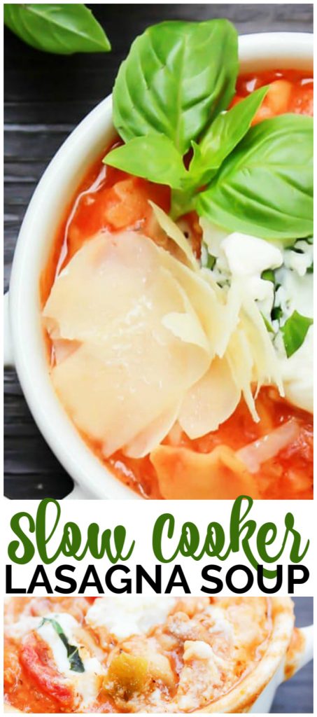 Slow Cooker Lasagna Soup pinterest image
