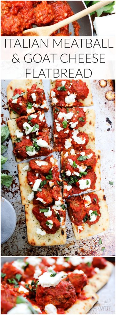 Italian Meatball & Goat Cheese Flatbread is an elegant, yet simple flatbread that can be served as appetizer or devoured as a meal.