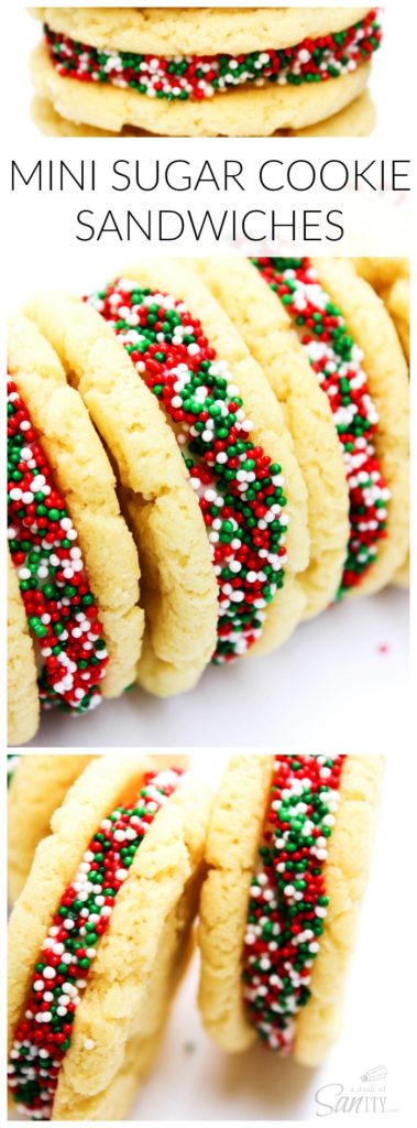 Mini Sugar Cookie Sandwiches are made from whipped buttercream frosting smashed in between two-bite sized chewy sugar cookies, all with a secret ingredient.