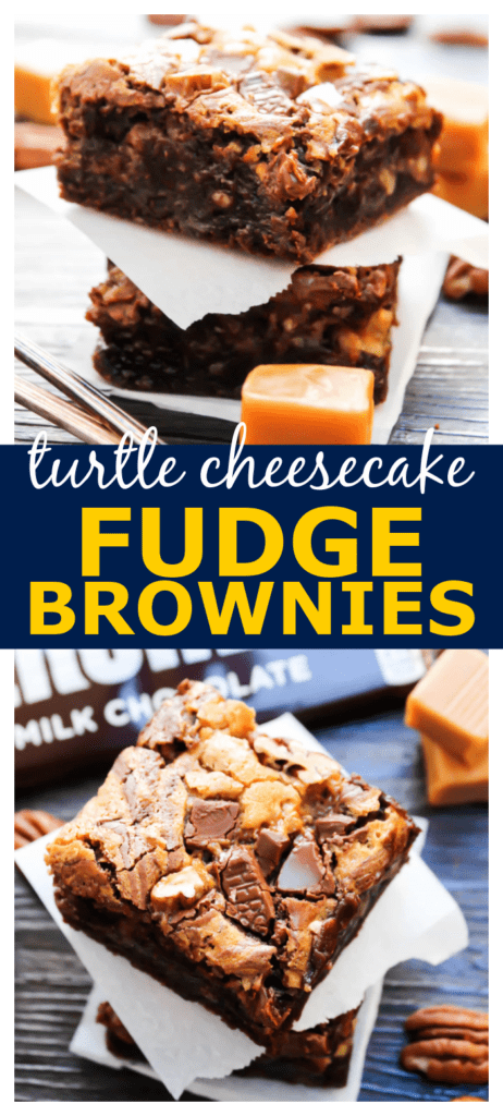 stack of fudge brownies with caramel