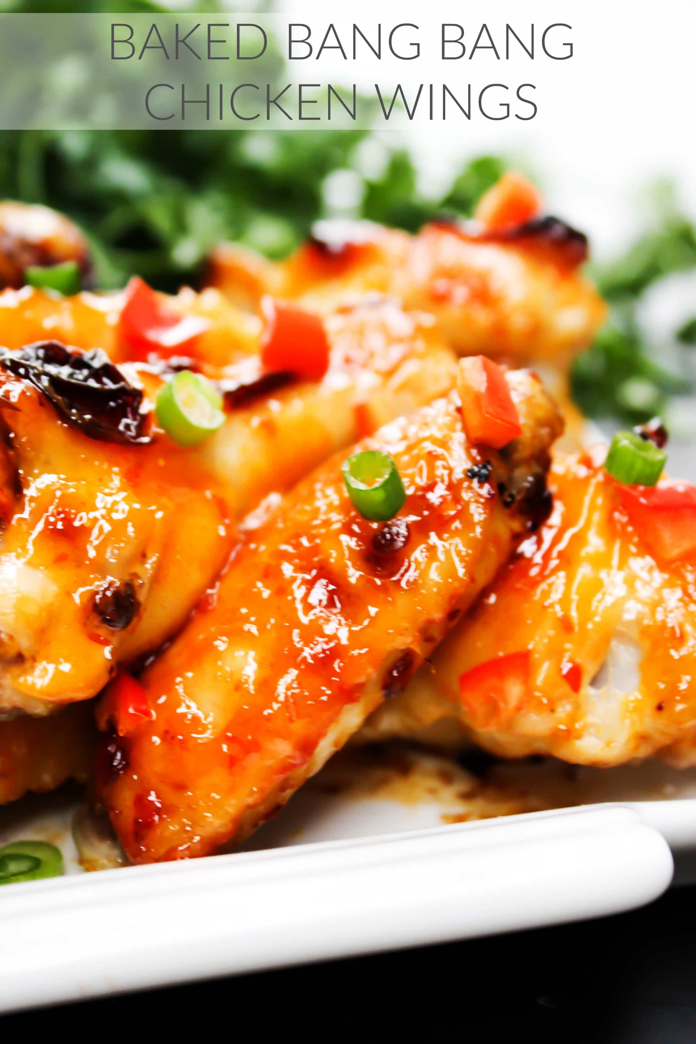 Baked Bang Bang Chicken Wings are sweet & spicy chicken wings baked in garlic chili sauce, which makes a traditional football game day appetizer healthier. Baked Bang Bang Chicken Wings