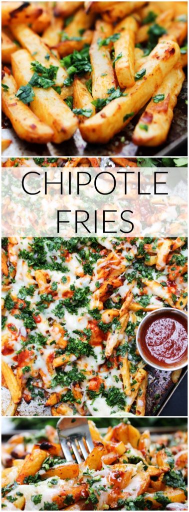 These cheesy Chipotle Fries are made with only a few simple ingredients. This is a tasty twist on classic fries that the entire family will love.