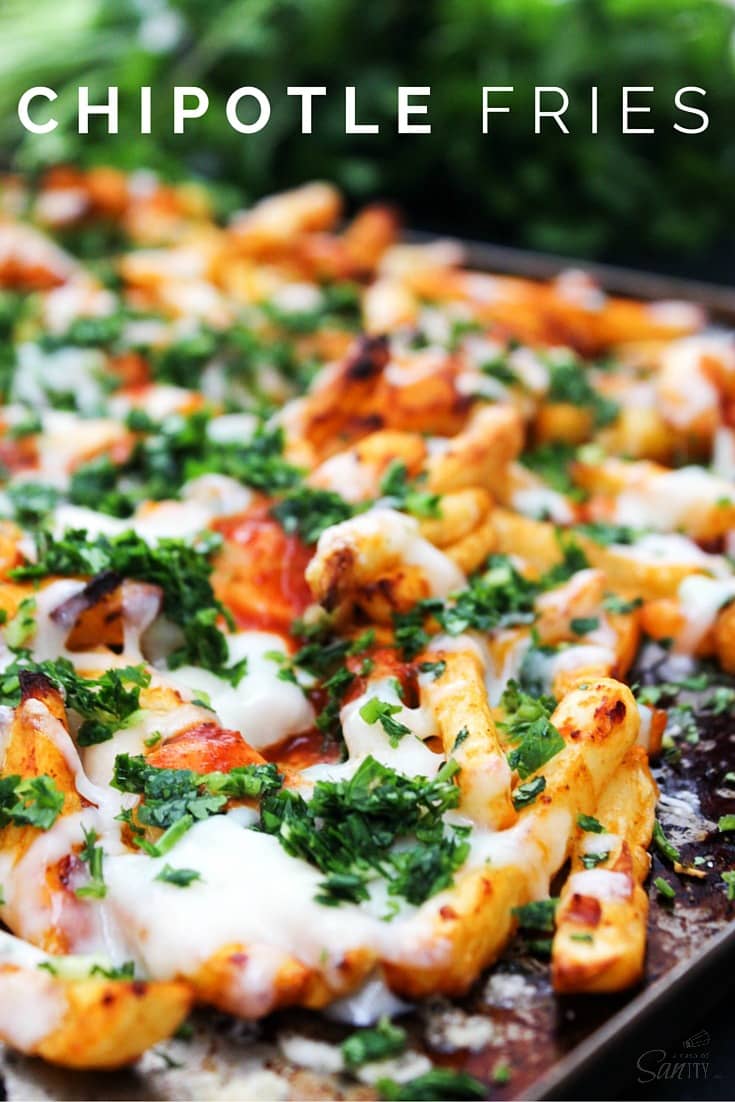 These cheesy Chipotle Fries are made with only a few simple ingredients. This is a tasty twist on classic fries that the entire family will love.