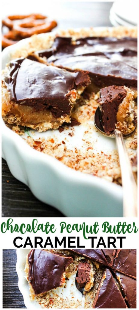 Chocolate Peanut Butter Caramel Tart pinterest image