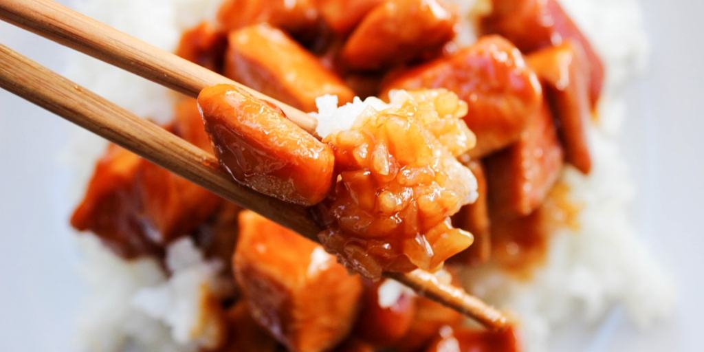 Bourbon Chicken is my favorite easy dinnertime meal. Served with rice, green onions, and lots of sauce, this meal is delicious and ready in just 30 minutes.
