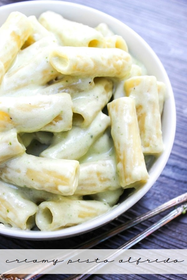 This Creamy Pesto Alfredo is an easy 20-minute meal made with pesto, Parmesan cheese, cream cheese, and heavy cream. You can’t get much cheesier than this. This Creamy Pesto Alfredo is an easy 20-minute meal made with pesto, Parmesan cheese, cream cheese, and heavy cream. You can’t get much cheesier than this.