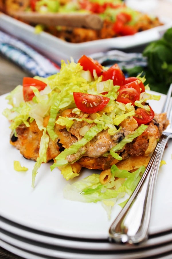 Easy Beef Enchilada Bake is a delicious, easy to make twist on classic enchiladas. This 30-minute meal will be one that the whole family loves.
