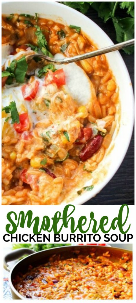 Smothered Chicken Burrito Soup pinterest image