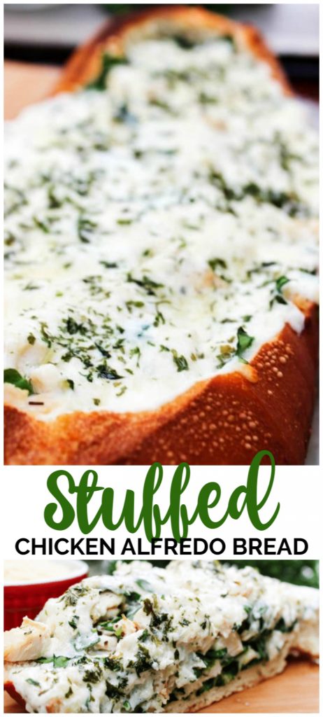 Stuffed Chicken Alfredo Bread pinterest image