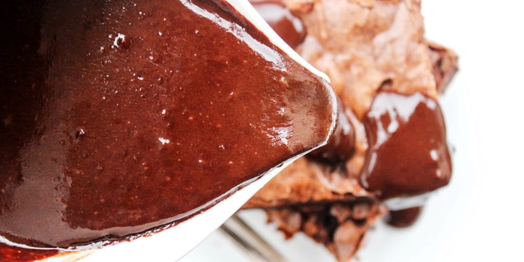 With a few simple ingredients & just 10 minutes, you're ready to make Best Ever Hot Fudge Sauce. Once you make this, you will never buy store bought again. close-up shot of the sauce in a container.