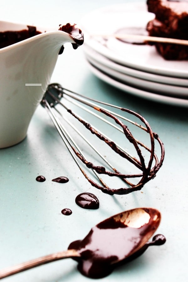 With a few simple ingredients & just 10 minutes, you're ready to make Best Ever Hot Fudge Sauce. Once you make this, you will never buy store bought again. A whisk with sauce on it.