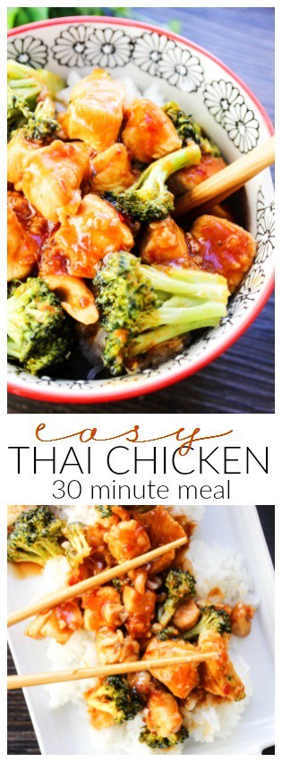 This Easy Thai Chicken is packed with flavor, and takes just 30 minutes to make. It makes for a delicious dinner time meal that is better than take-out. This Easy Thai Chicken is packed with flavor, and takes just 30 minutes to make. It makes for a delicious dinner time meal that is better than take-out.