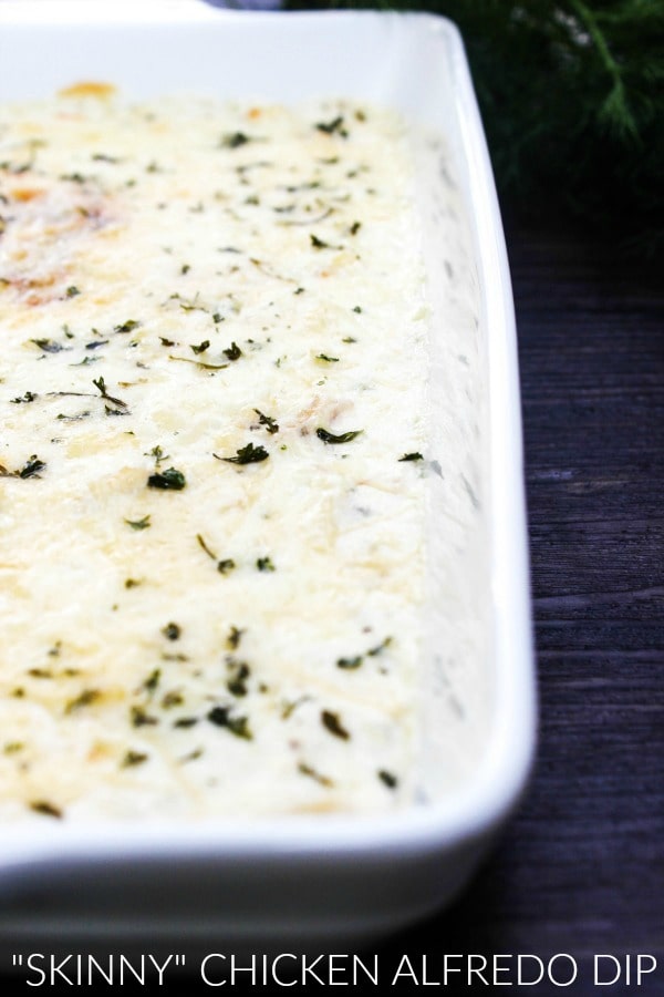 "Skinny" Chicken Alfredo Dip is a light version of my favorite cheesy & chicken dish, converted into a dip. This dip is a soon to be a snack-time favorite. "Skinny" Chicken Alfredo Dip is a light version of my favorite cheesy & chicken dish, converted into a dip. This dip is a soon to be a snack-time favorite.