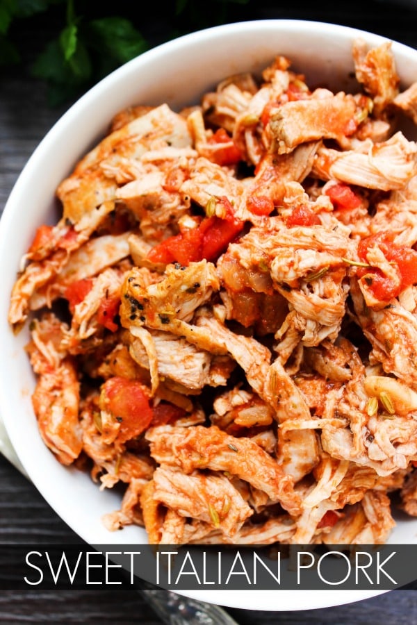 Sweet Italian Pulled Pork is an easy and delicious slow cooker recipe made with sweet Italian flavors, making this a meal the entire family will love.