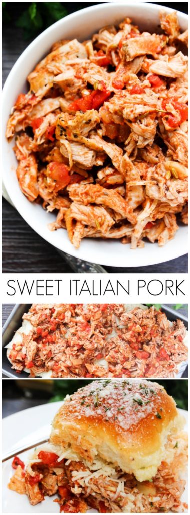 Sweet Italian Pulled Pork is an easy and delicious slow cooker recipe made with sweet Italian flavors, making this a meal the entire family will love.