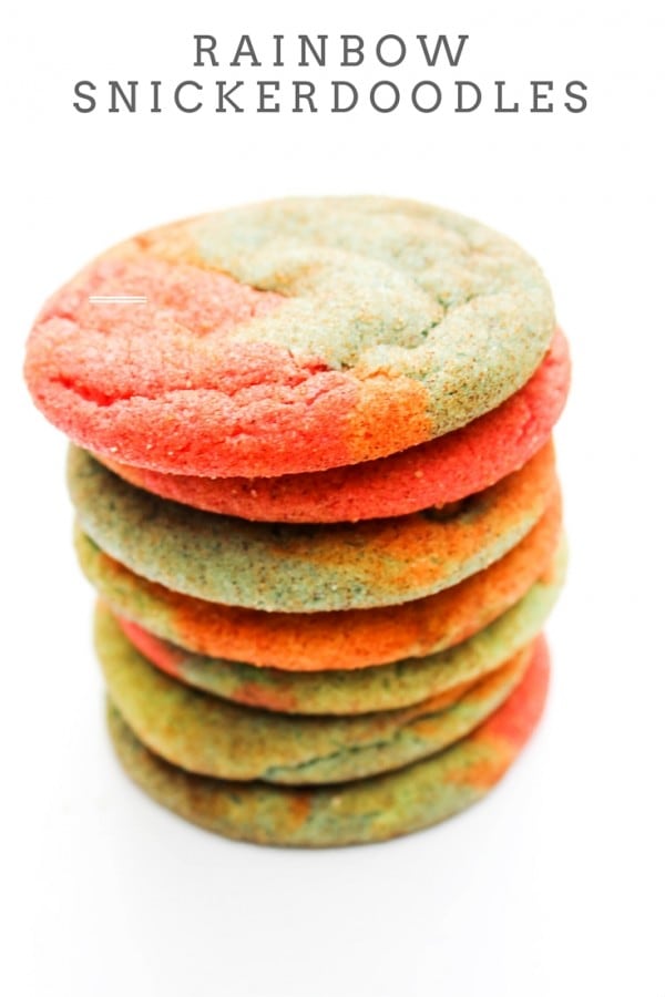 These Rainbow Snickerdoodle Cookies are soft, chewy snickerdoodle cookies that are a fun twist, making this a festive treat for the kiddos.
