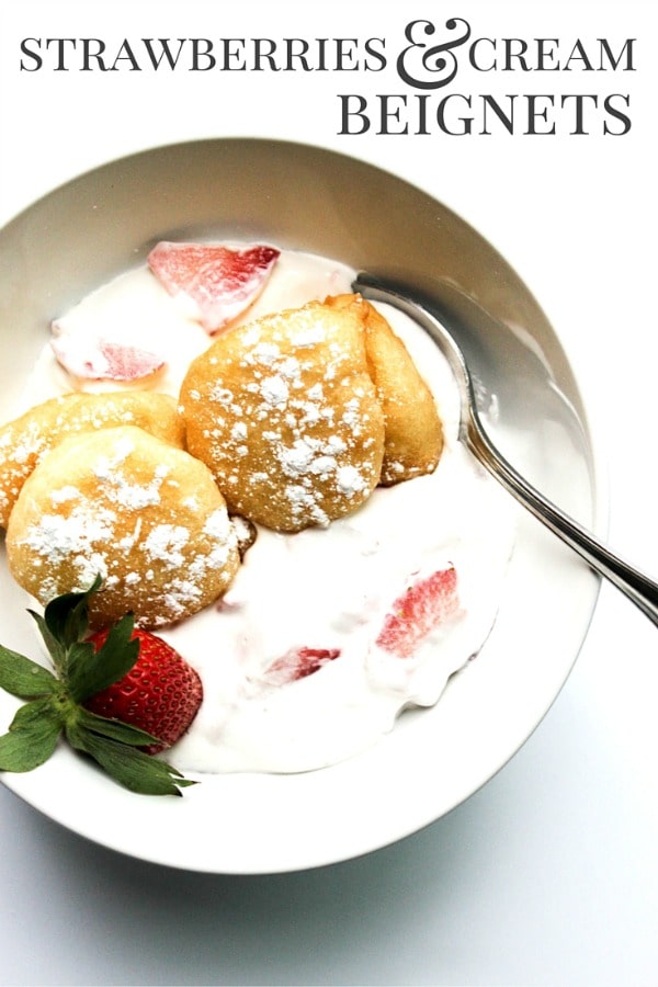 t Strawberries & Cream Beignets is a classic dessert made with simple cream and beignets that are so easy to make. Strawberry season has never tasted so good.