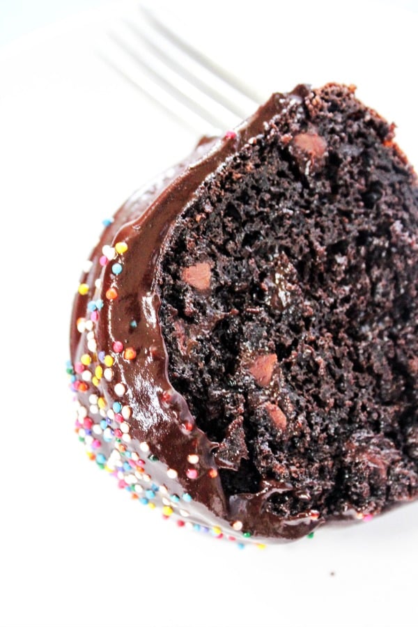This Triple Chocolate Cake is a rich, fudge-like chocolate cake with chocolate chips and topped with a chocolate frosting. It is a chocolate lovers dream.