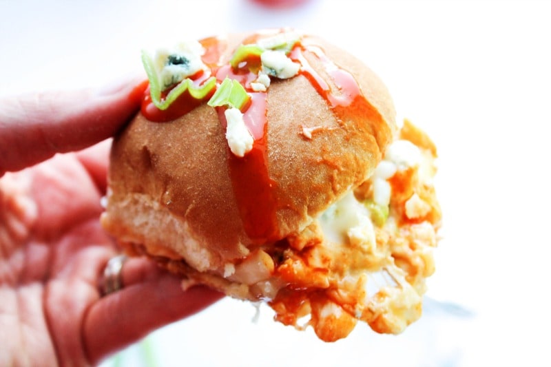 hand holding buffalo slider