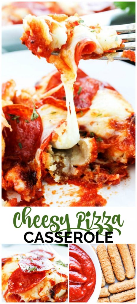 Cheesy Pizza Casserole pinterest image