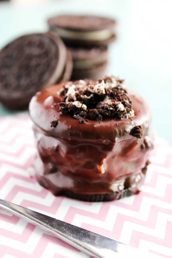 Mini Oreo No-Bake Cheesecakes single close up shot