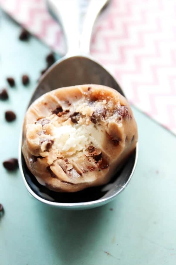 ice cream bite in ice cream scooper