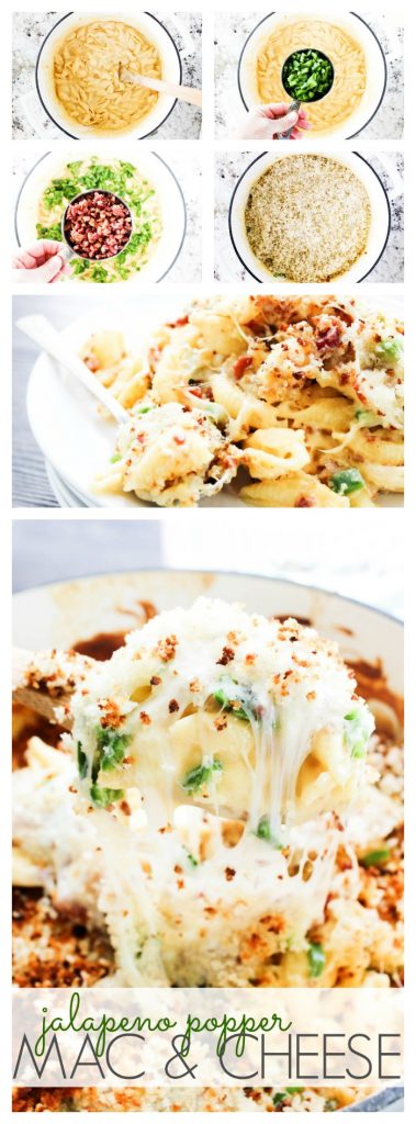 Jalapeno Popper Mac & Cheese is comfort food and an ultimate game day appetizer collided into one dish. Your game day menu just scored a win. LONG PIN