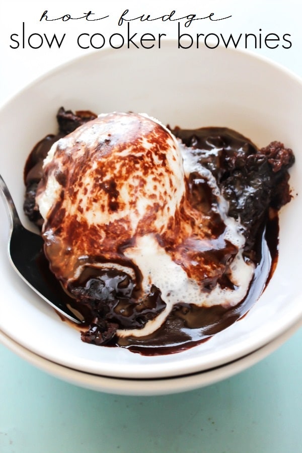 HOT FUDGE SLOW COOKER BROWNIES