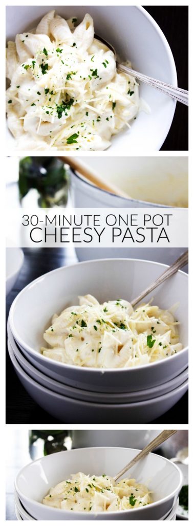 30-Minute One Pot Cheesy Pasta is hands down the best. The layers of cheesy flavor is unbeatable.This dish will quickly become a family favorite. four-cheese-mac-cheese-long-pin