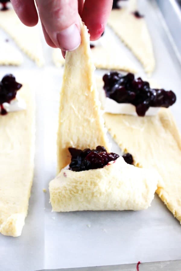 BERRIES & BRIE CRESCENT ROLLS, brie cheese with fresh berries and rosemeary