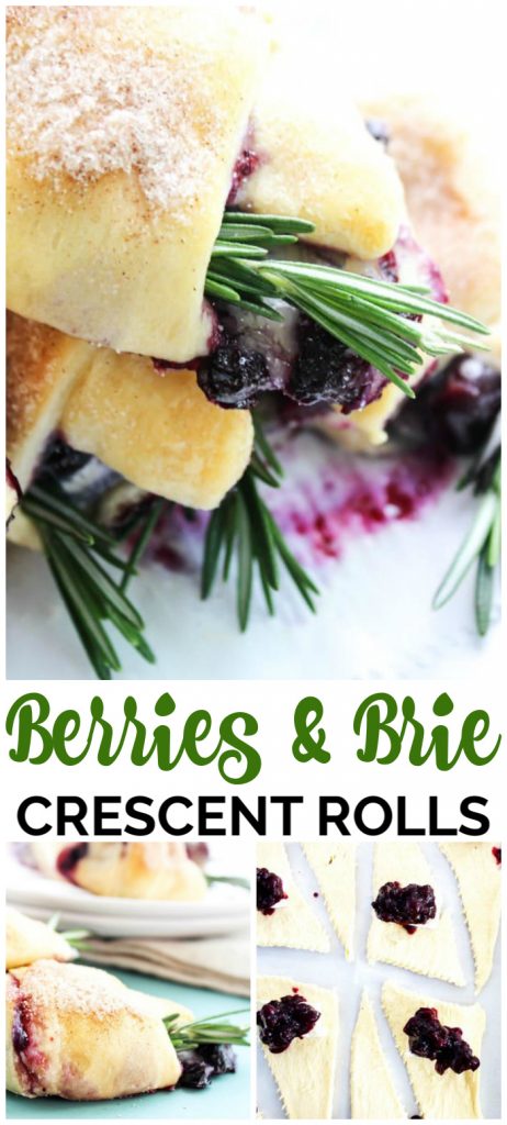 Simple, elegant, and easy to prepare, these Berries & Brie Crescent Rolls are a twist on a classic. Fresh berries & brie rolled up in a bite-sized appetizer.